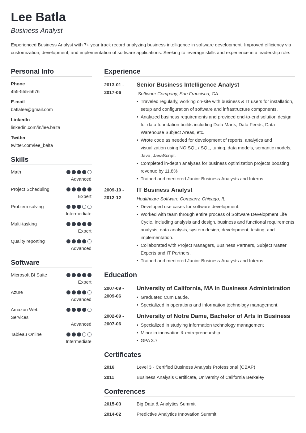 Cdn Images Zety Com Pages Business Analyst Resume