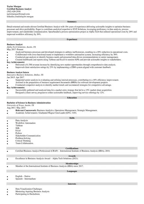 Resume Sample made with Zety Resume Builder