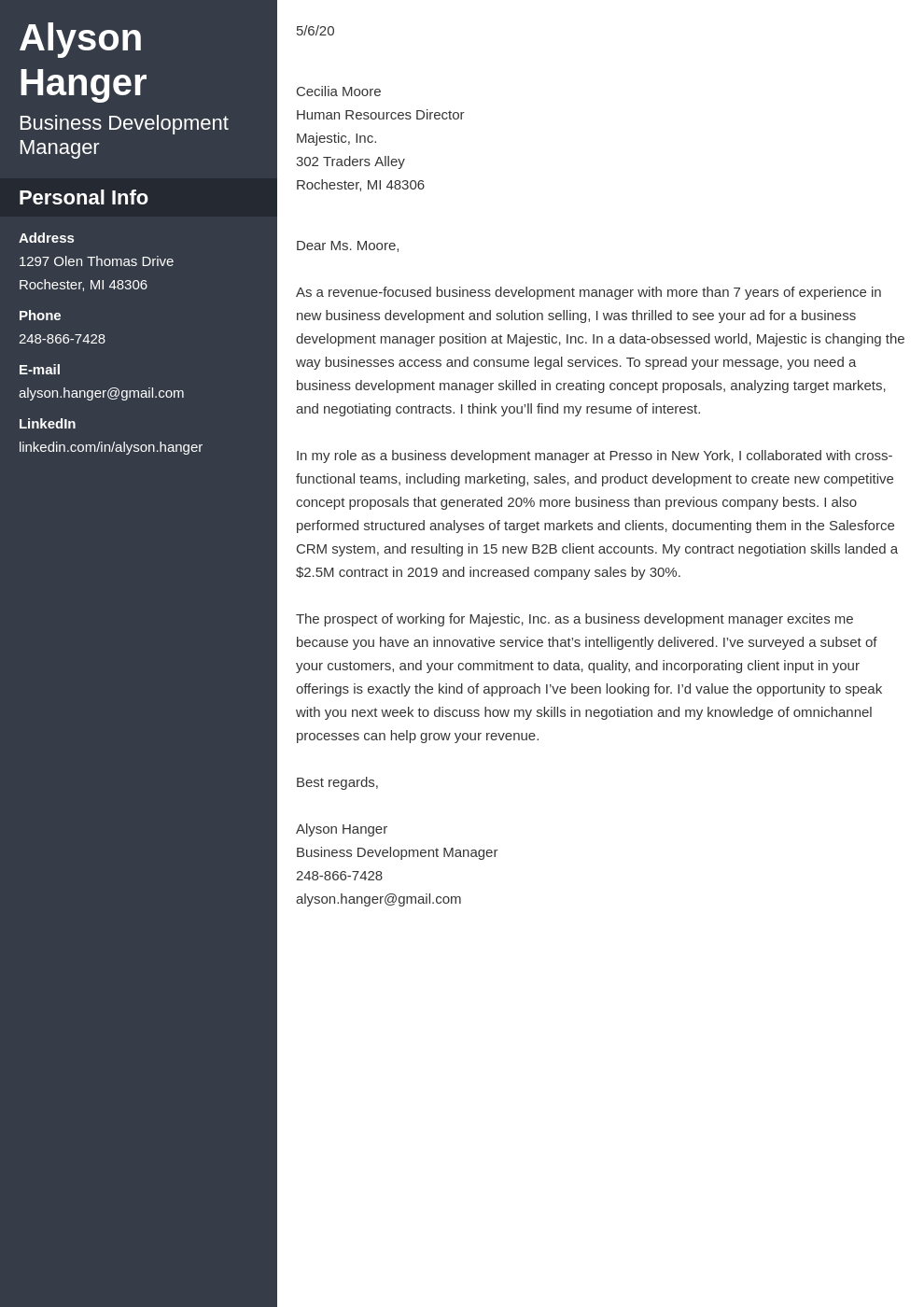 Business Development Cover Letter Examples Guide