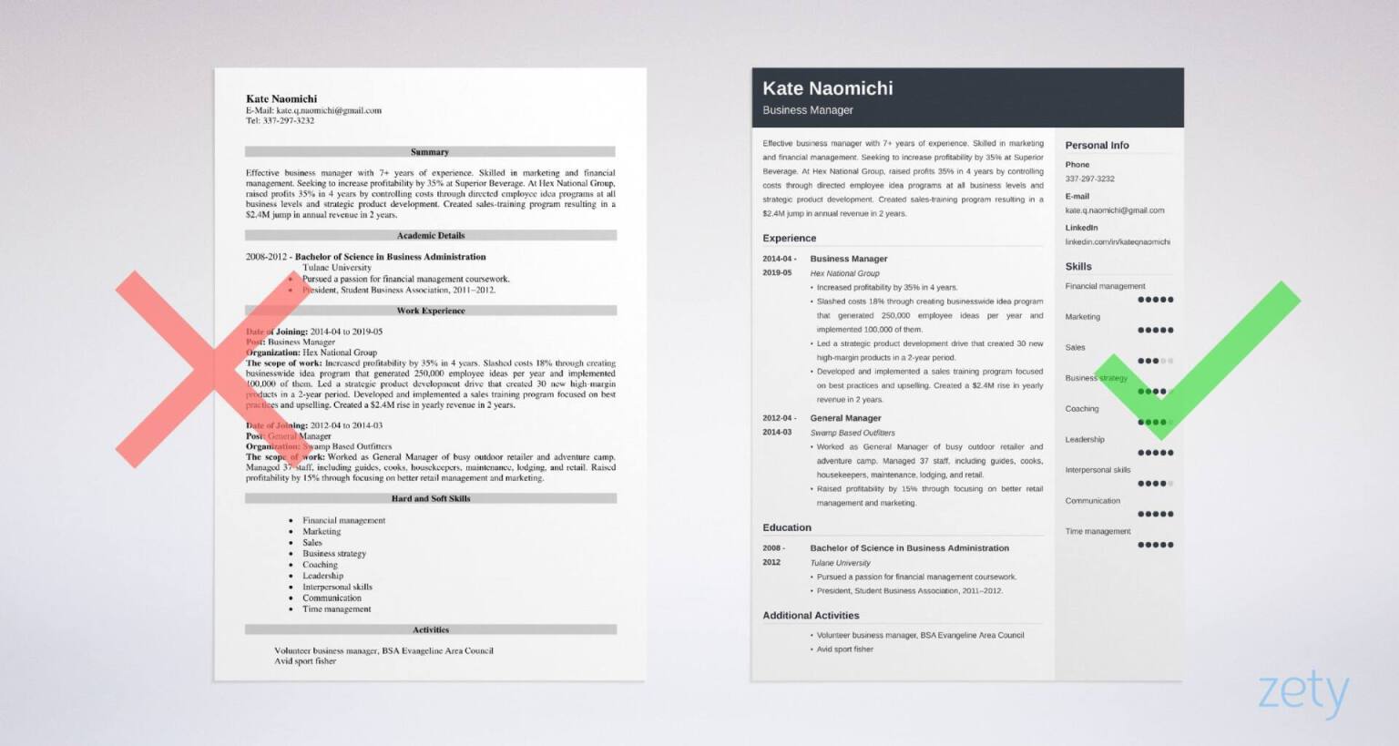 Resume Business Manager Examples