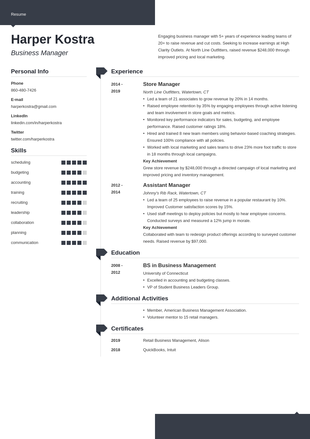 business manager resume example template modern