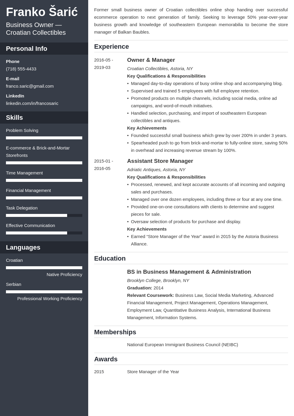 business owner resume example template cascade