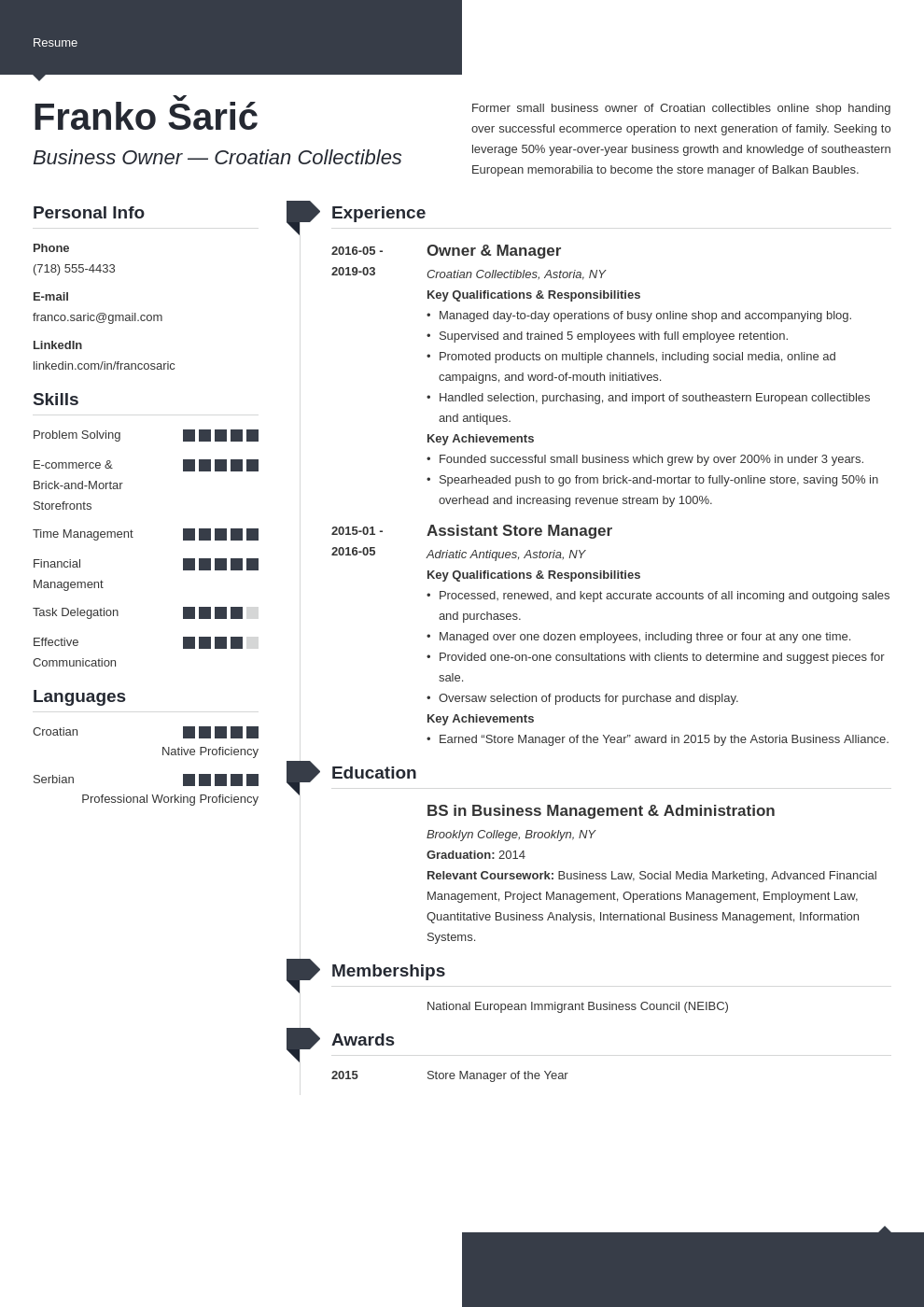business owner resume example template modern