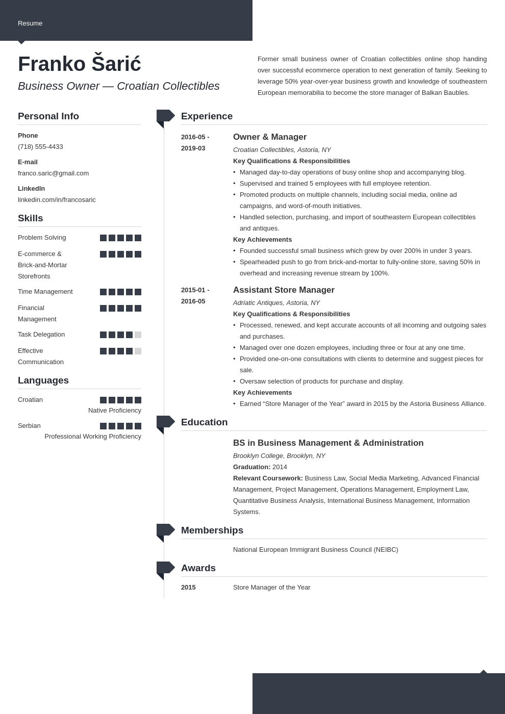 Business Owner Resume Samples (Template & Guide)