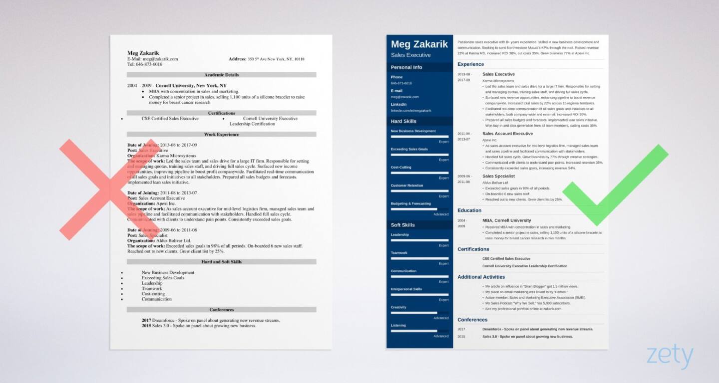 business resume sample