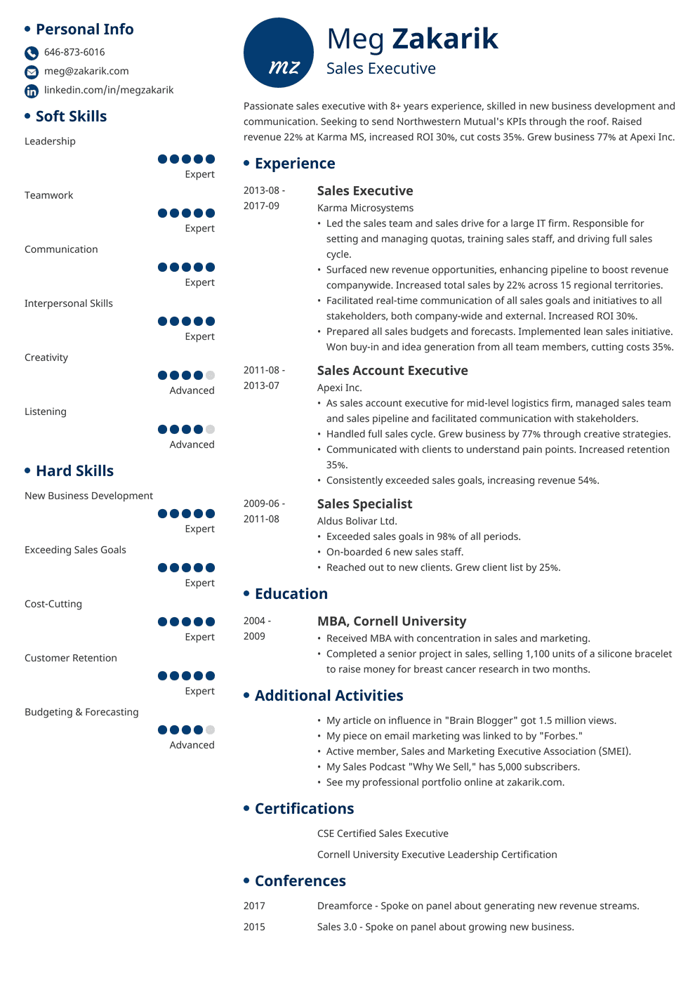 business resume template