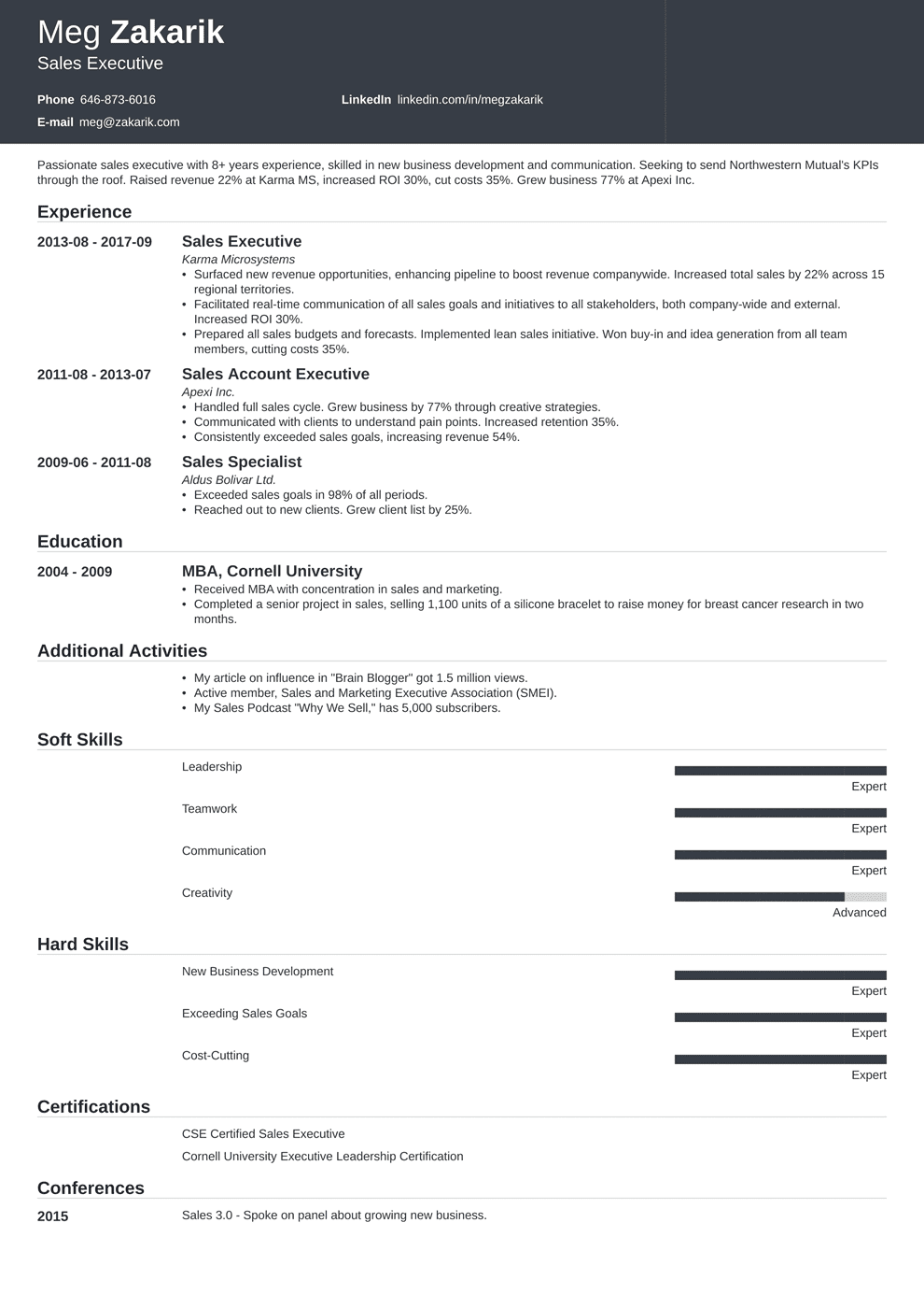 resume template for business