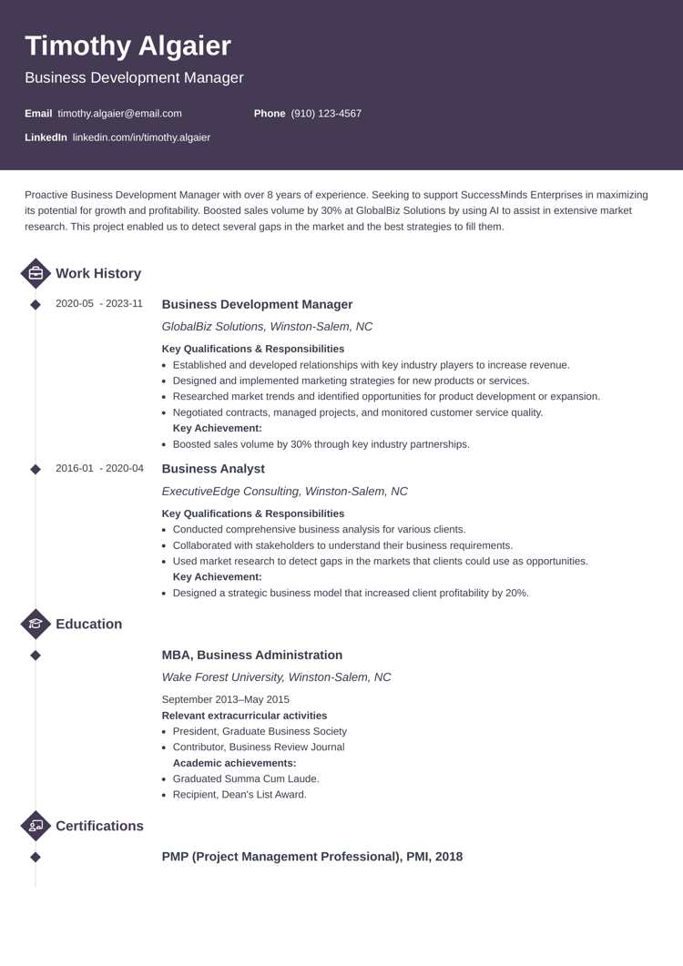 Business Resume Template - Diamond