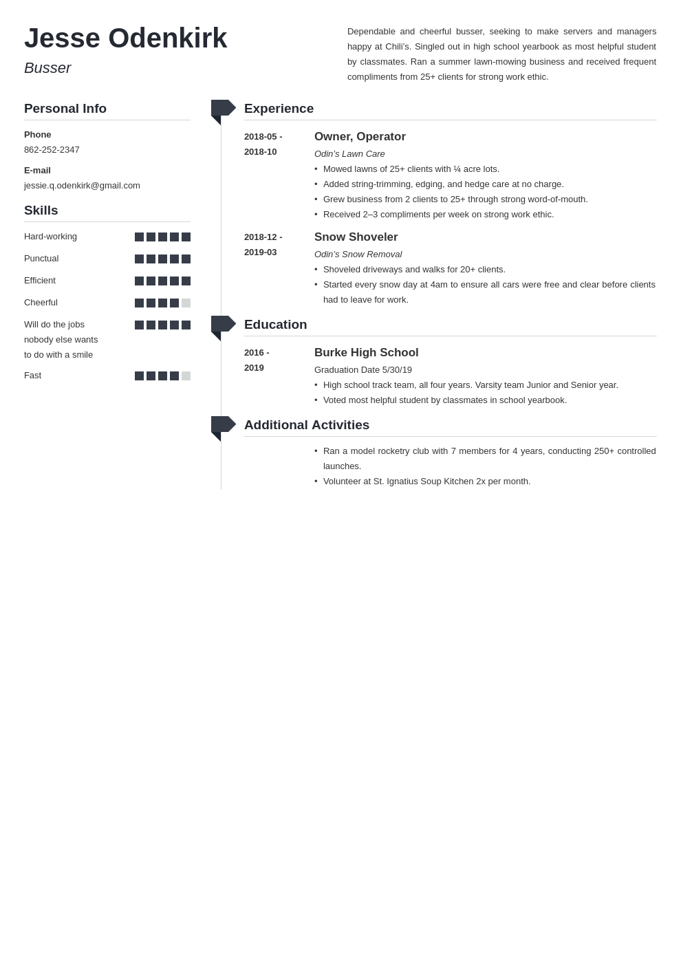 busser resume example template muse