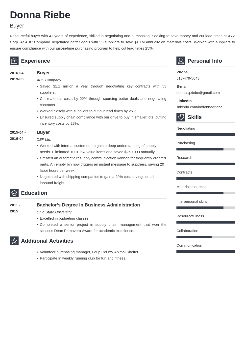 buyer resume example template vibes