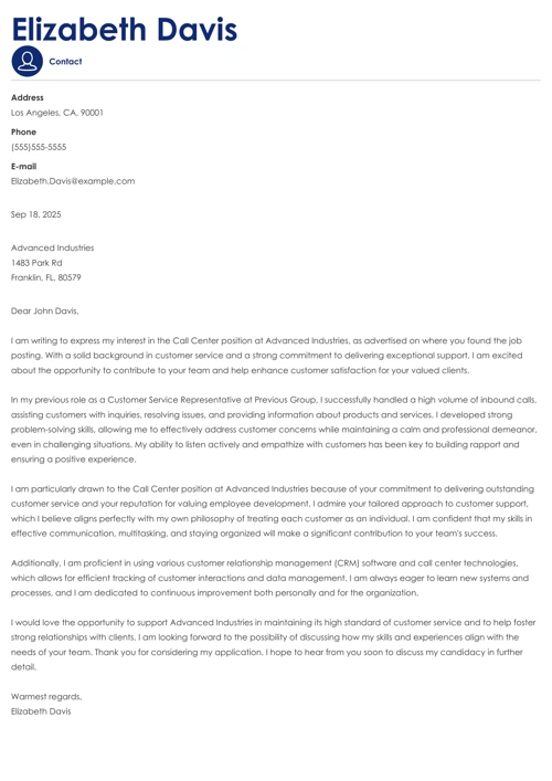 sample cover letter example