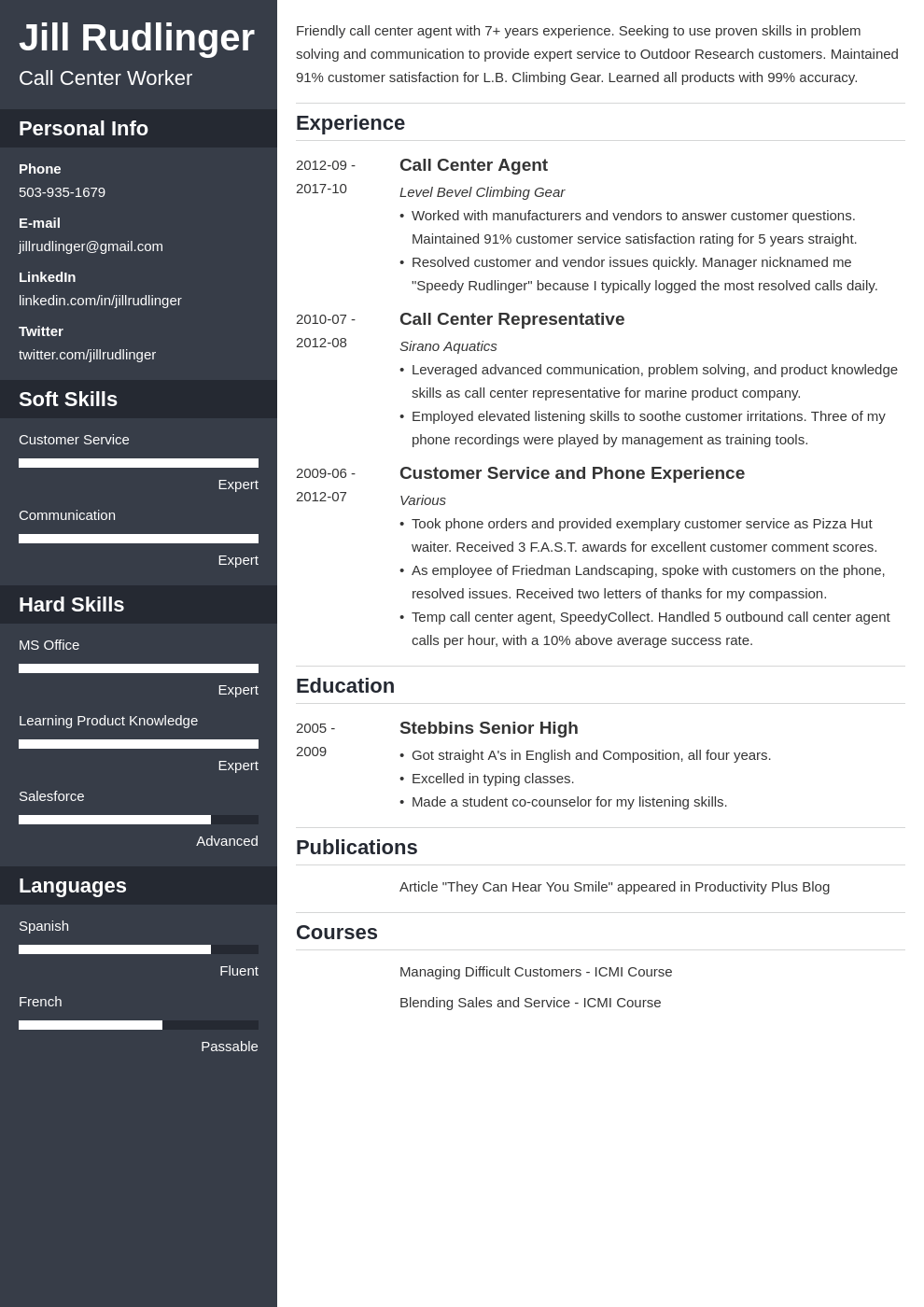 call center resume example template cascade