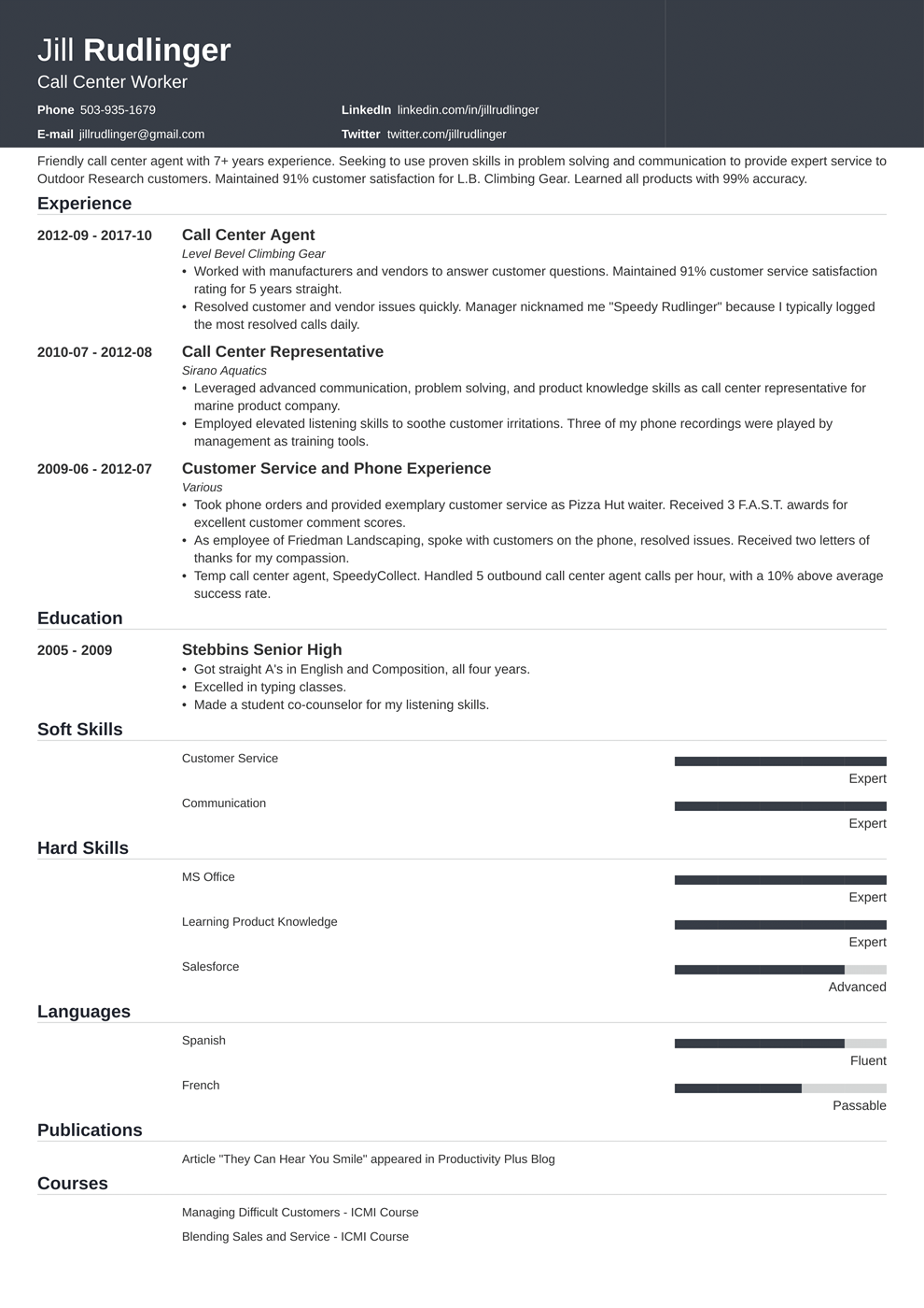 Call Center Resume Sample And Complete Guide 20 Examples