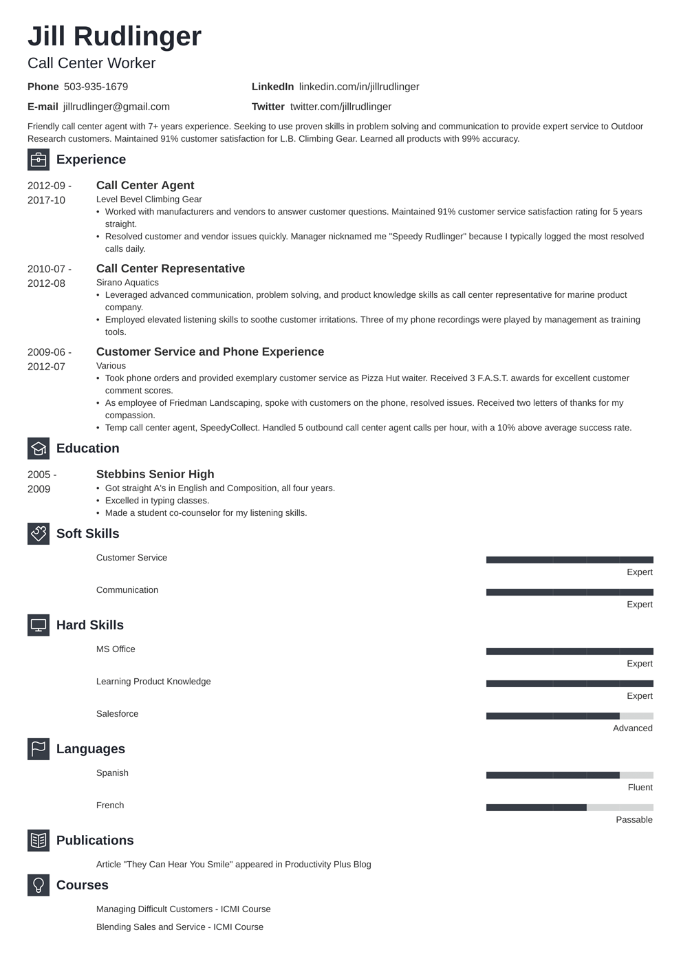 Call Center Resume Sample And Complete Guide 20 Examples