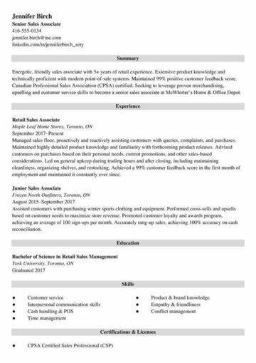 canadian resume example