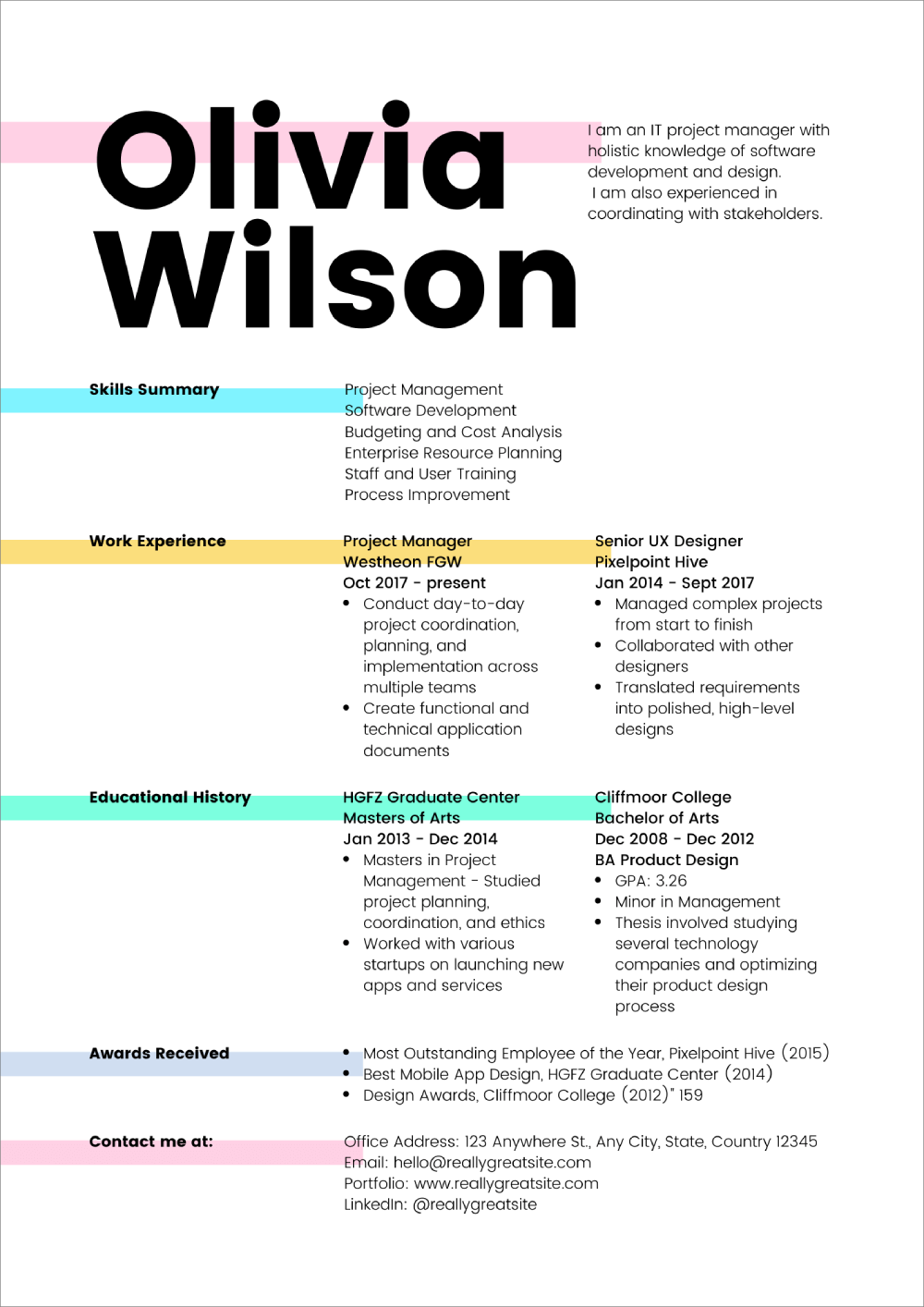 canvas resume