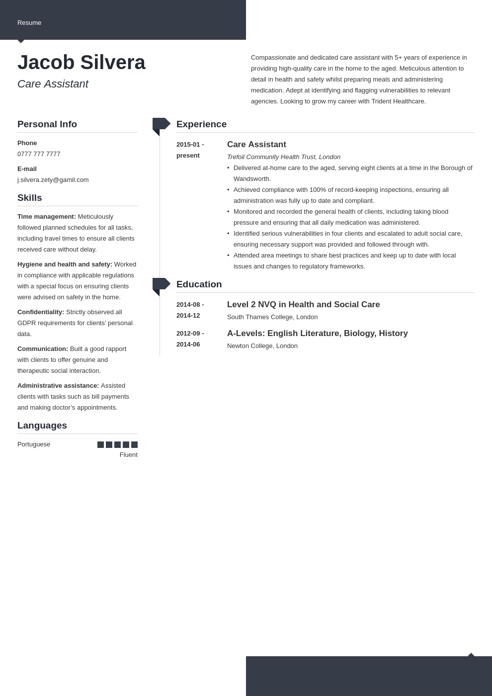 Care Assistant Cv Example And Writing Guide