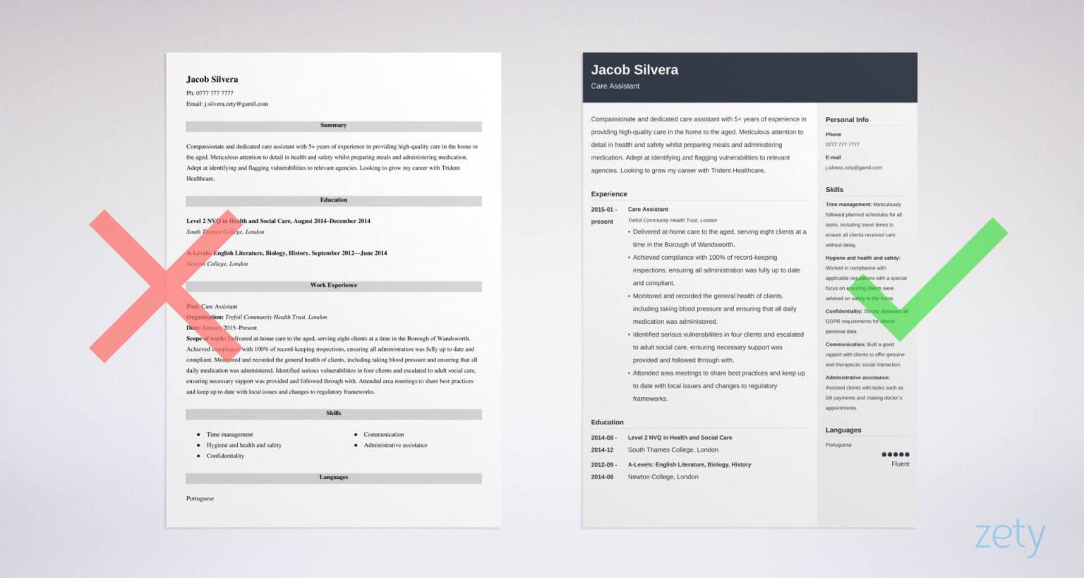 care assistant cv templates