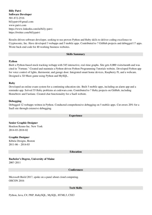 resume for a career change