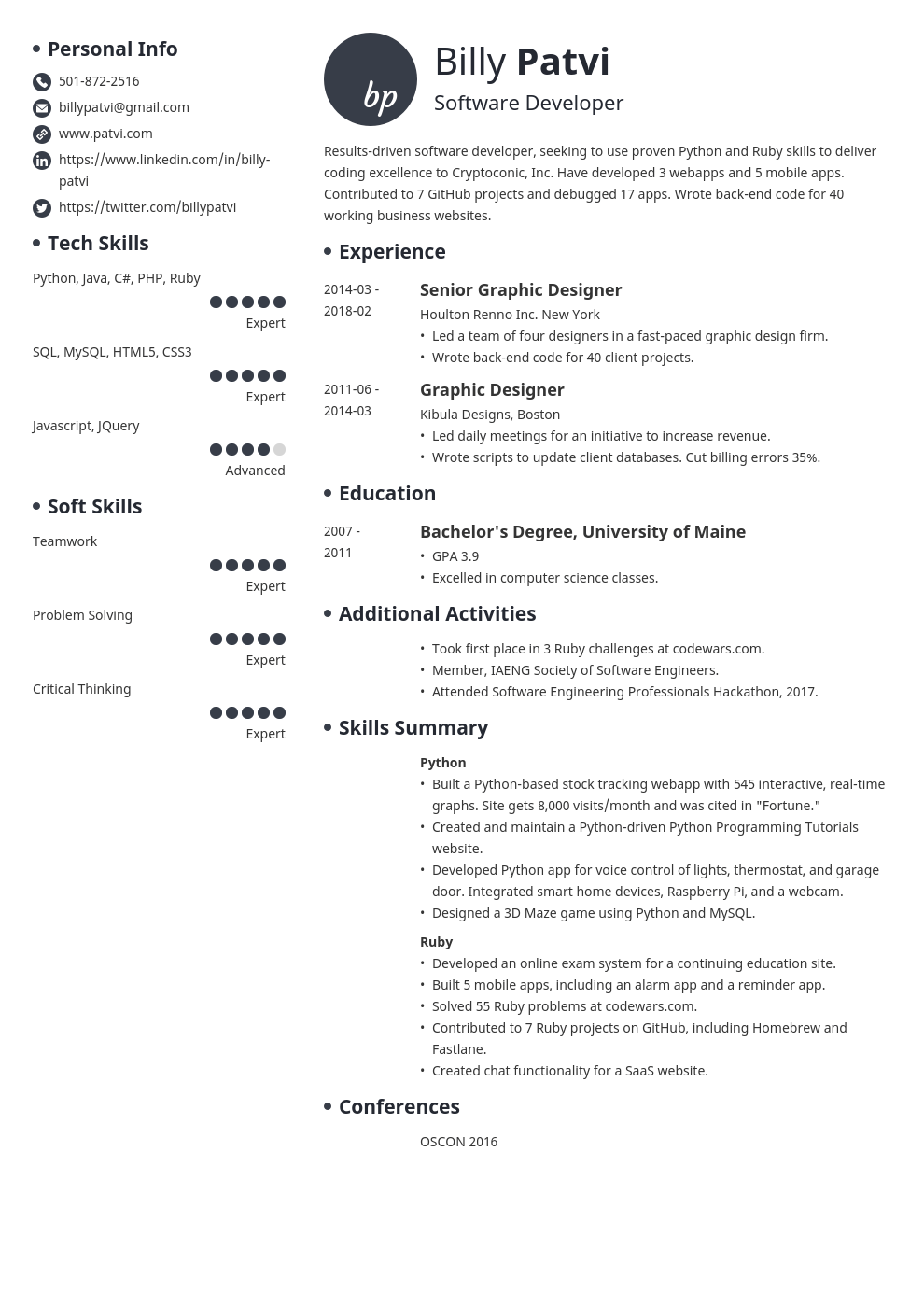 career change resume template initials