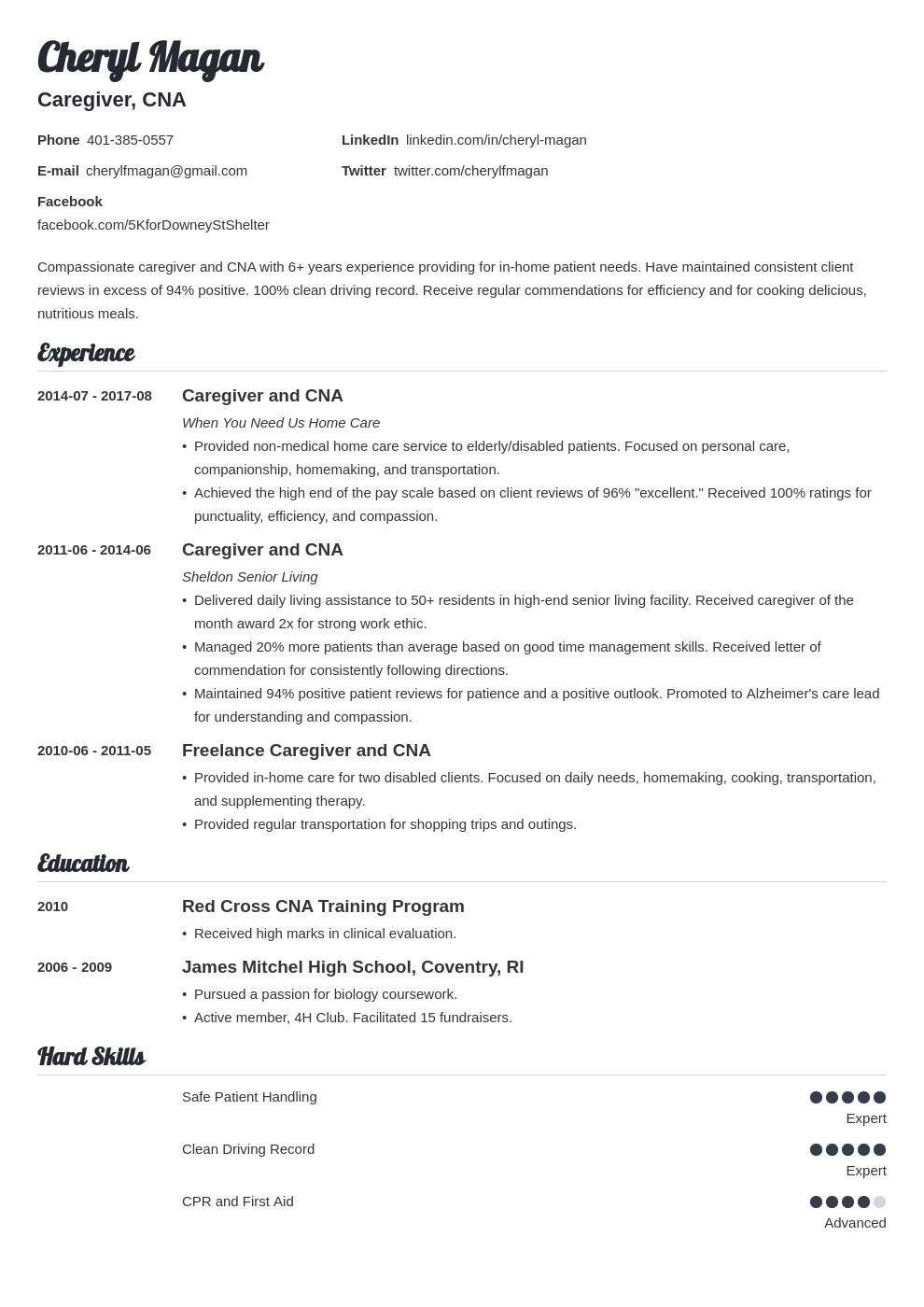 4 Caregiver Resume Examples & Templates (2024)