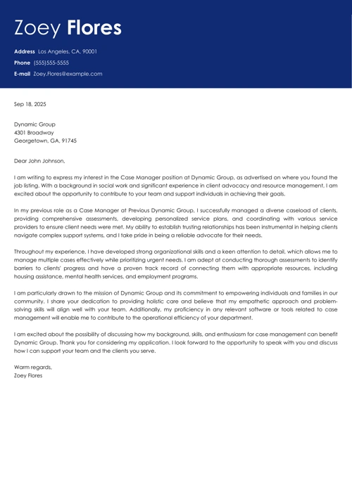 sample cover letter example