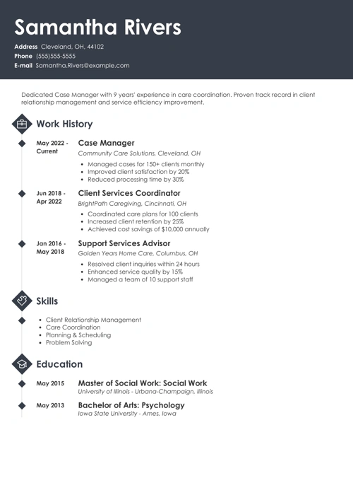 Case Manager Resume Sample