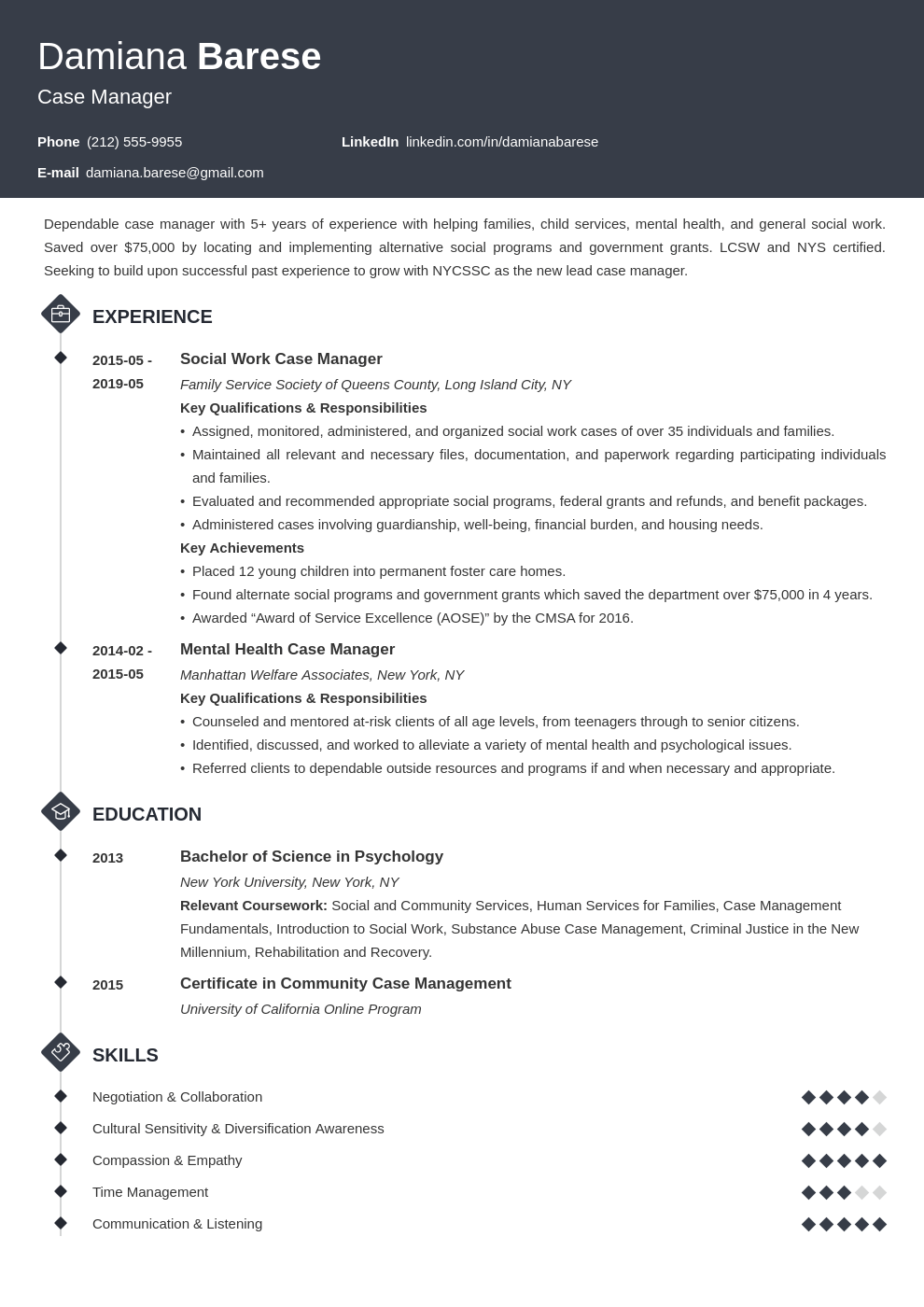 case manager resume example template diamond