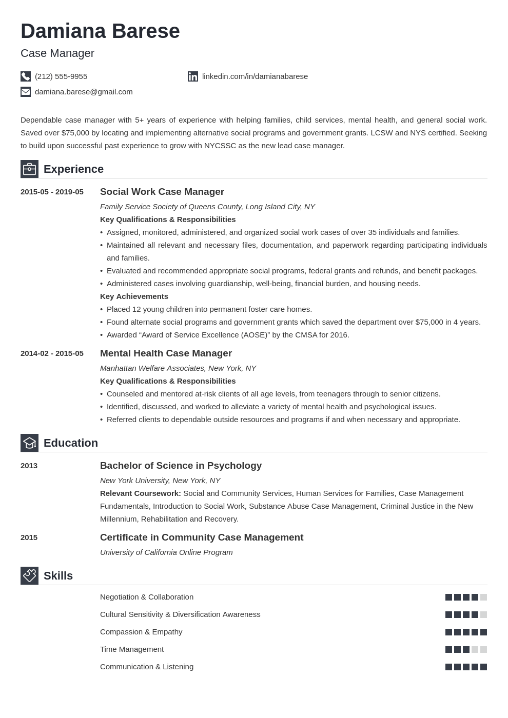 case manager resume example template iconic