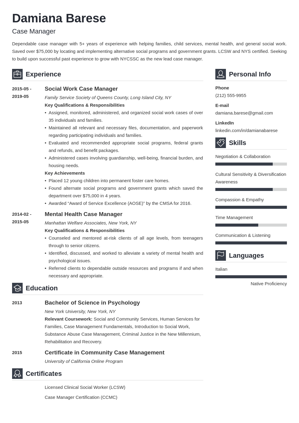 case manager resume example template vibes