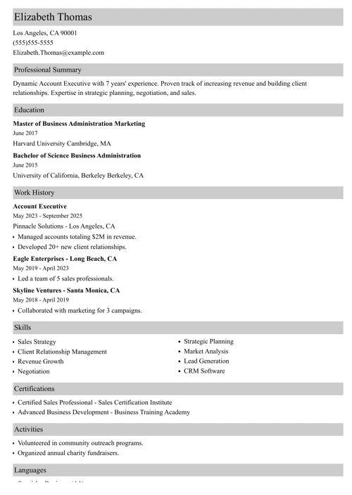 sample resume example