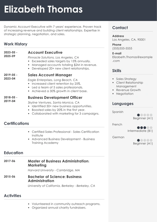 sample resume example