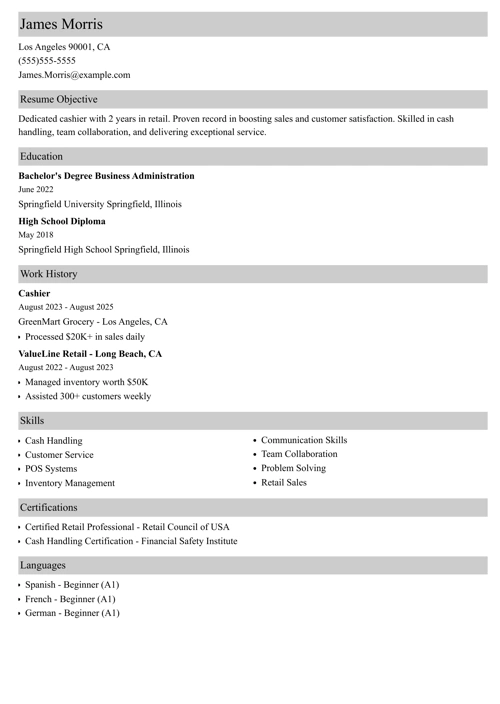 sample resume example