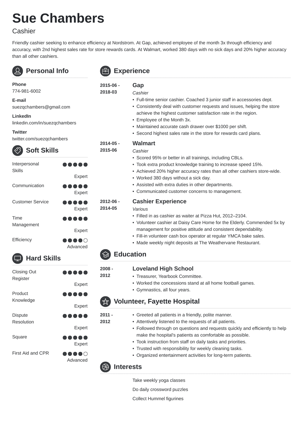 Cashier Resume Examples (Sample with Skills & Tips)