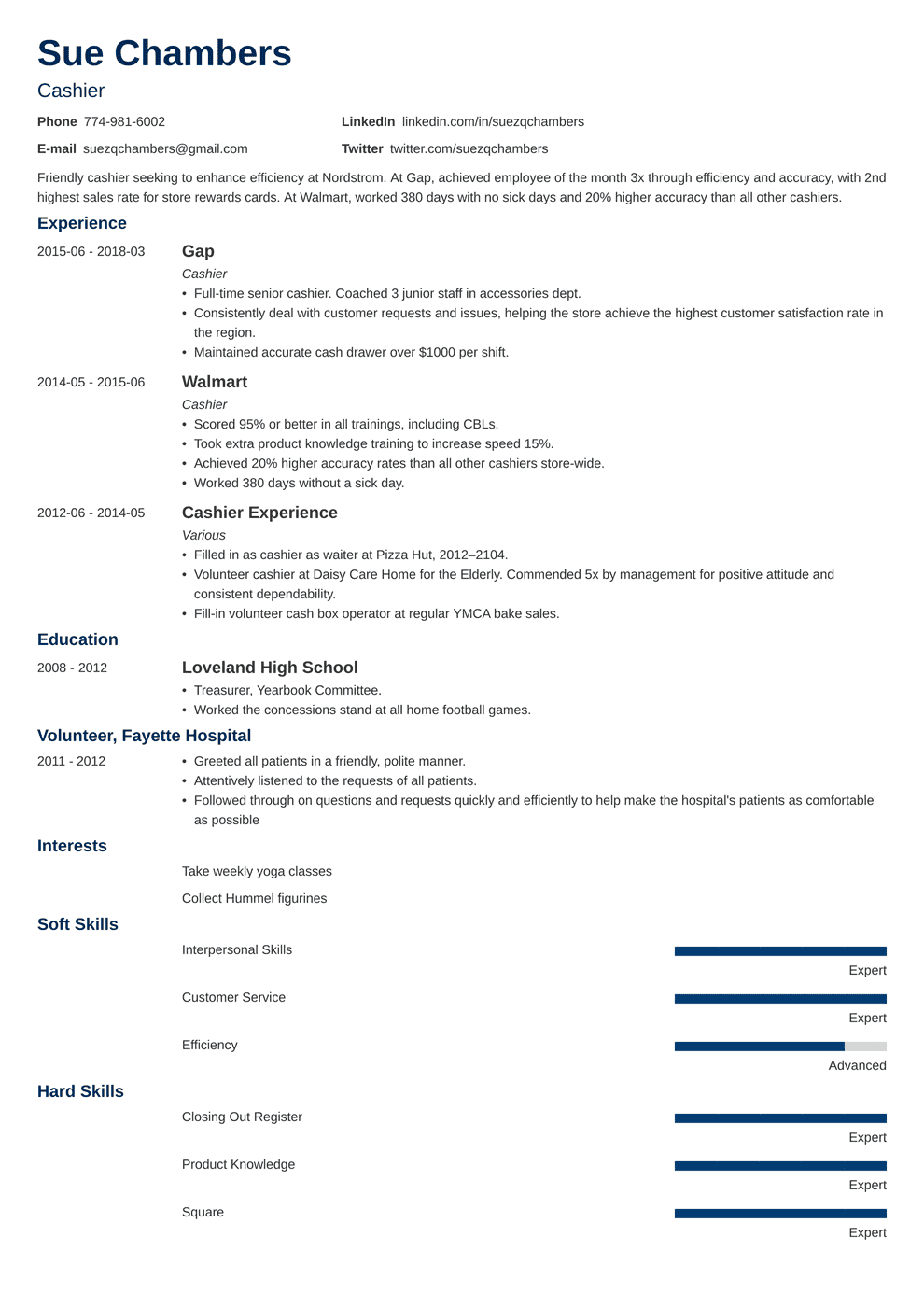 Cashier Resume Examples Sample With Skills Tips 