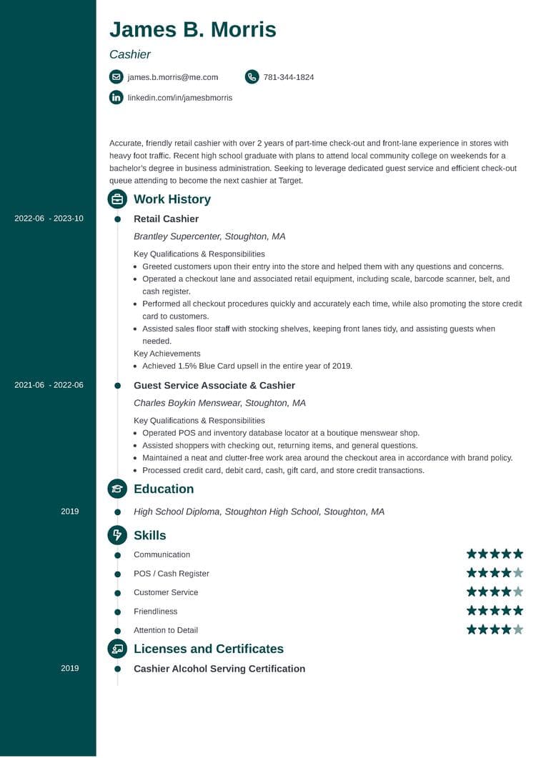 Cashier Resume Template - Concept