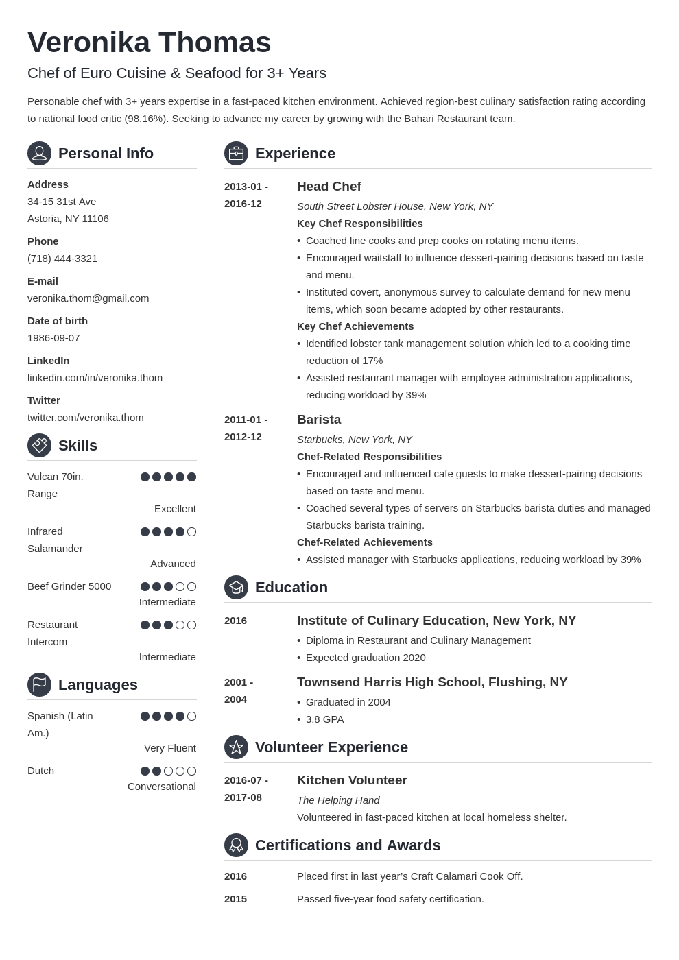 Chef Resume Examples Skills Template Chef Resume Examples Skills Template
