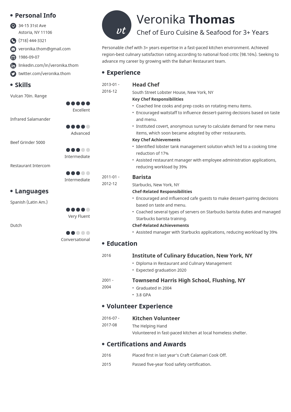 5+ Chef Resume Samples | Free Samples , Examples & Format ...