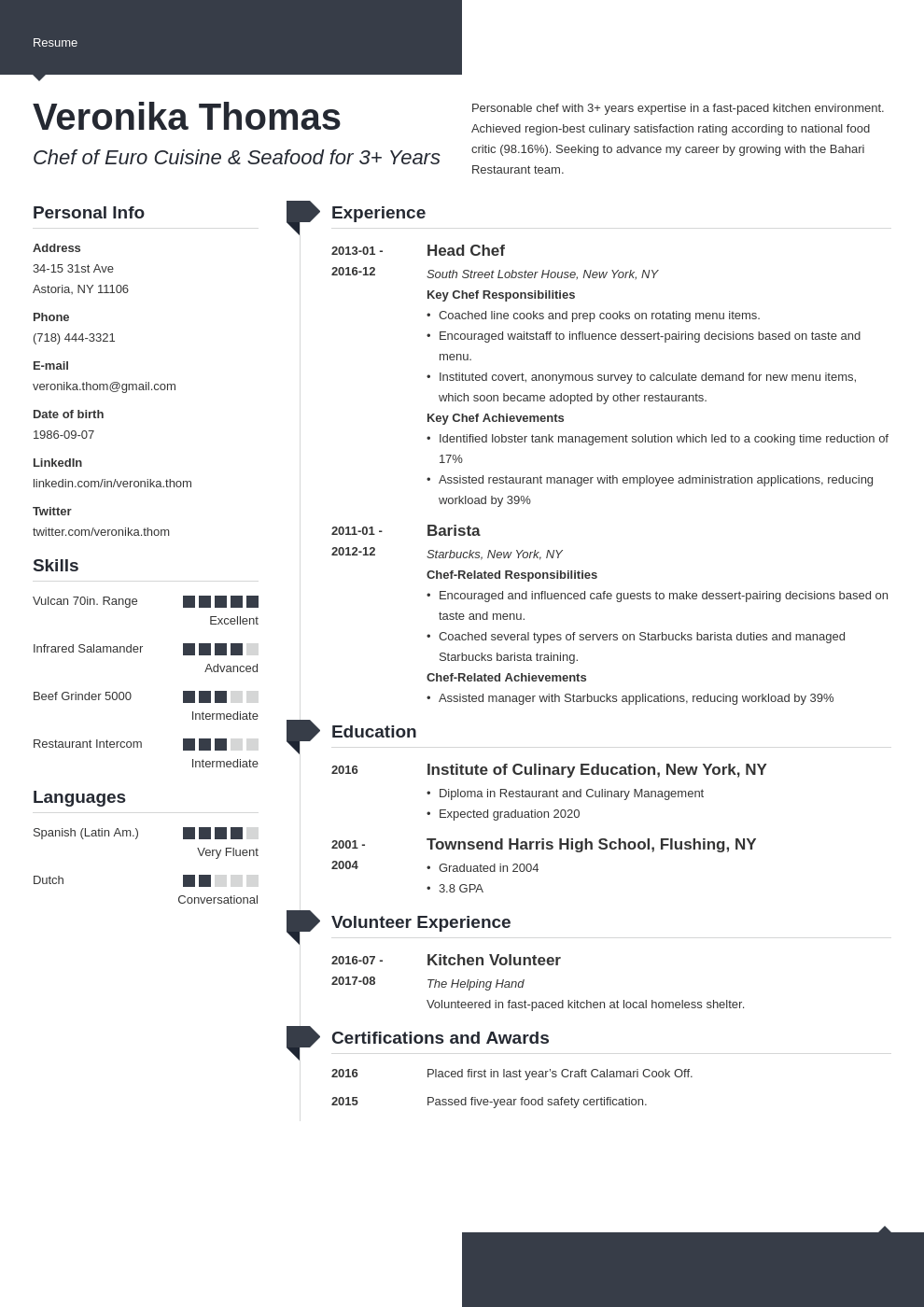 chef resume example template modern