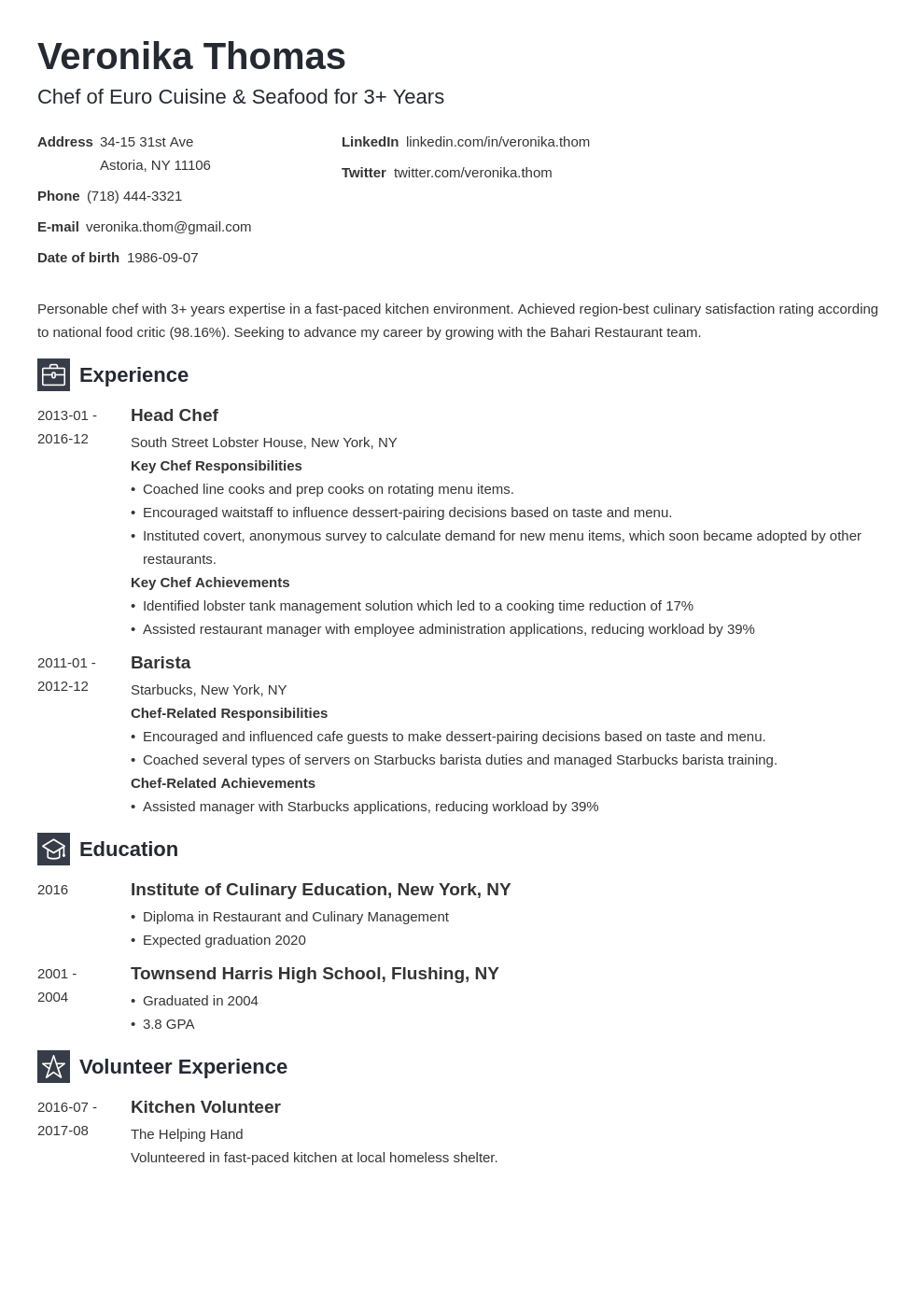 Chef Resume Examples Skills Template Chef Resume Examples Skills Template