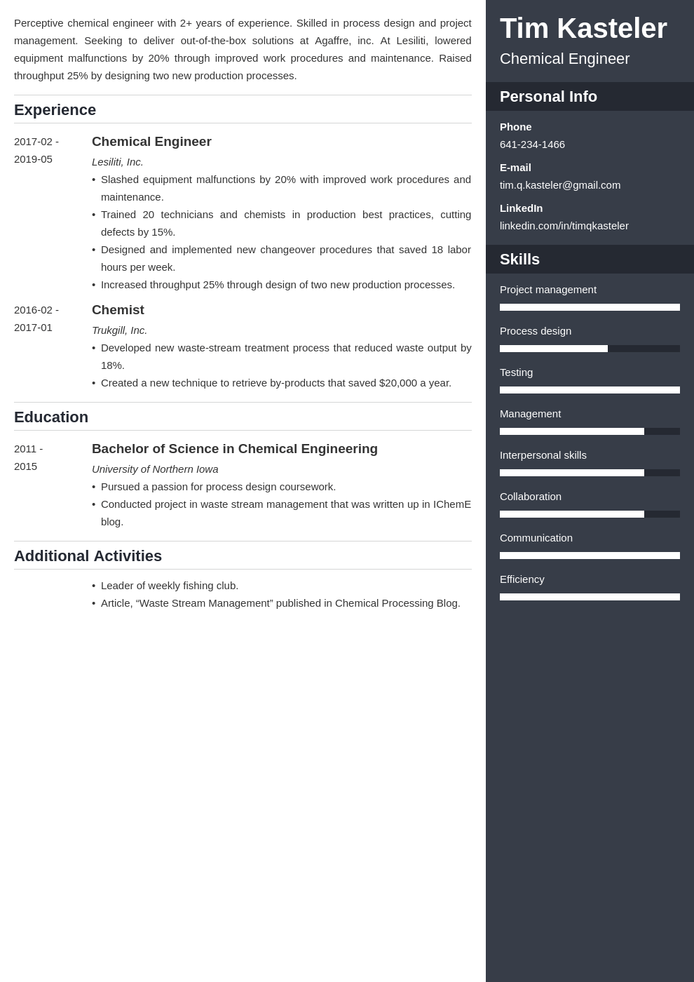 chemical engineer resume example template enfold