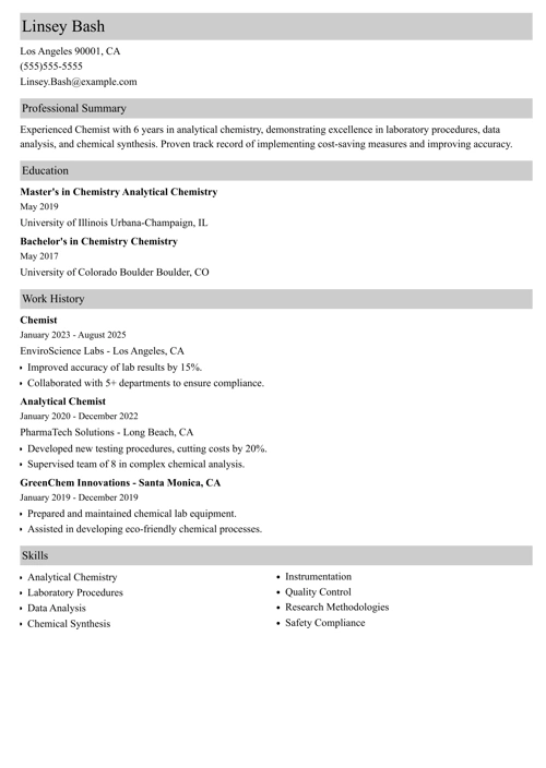 sample resume example