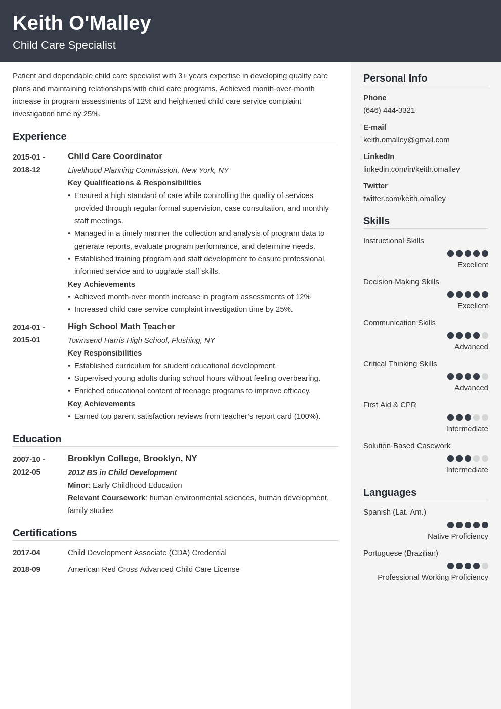 child care resume example template cubic
