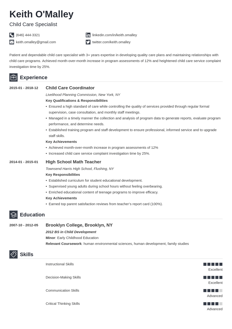 child care resume example template iconic