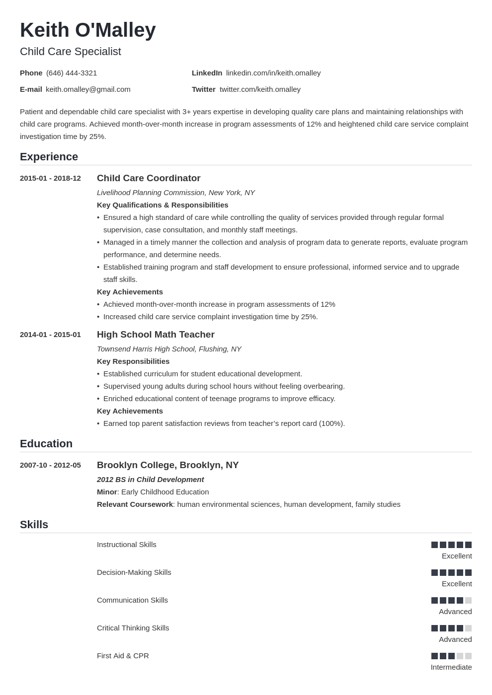 child care resume example template nanica