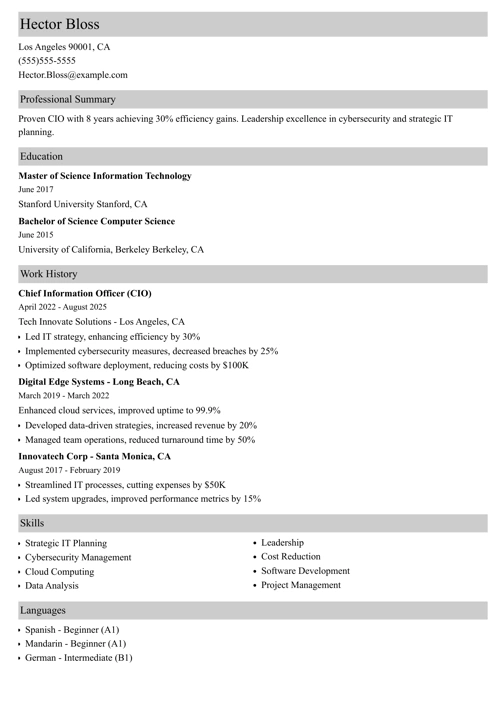 sample resume example