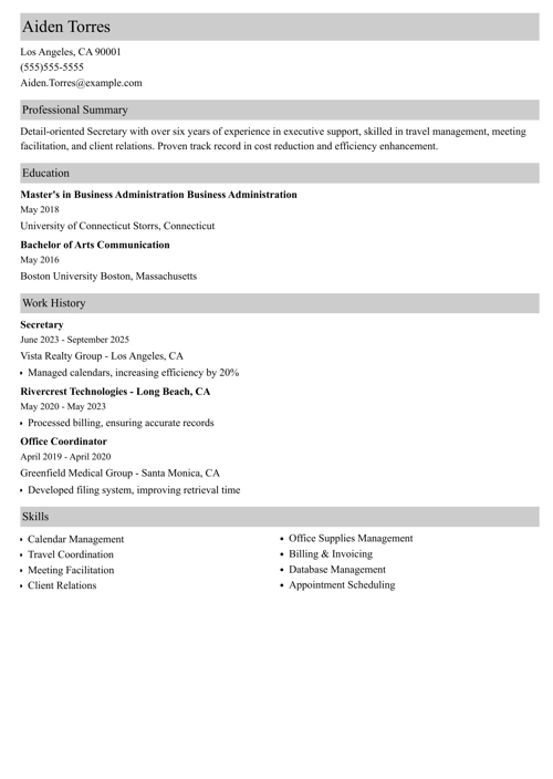 sample resume example