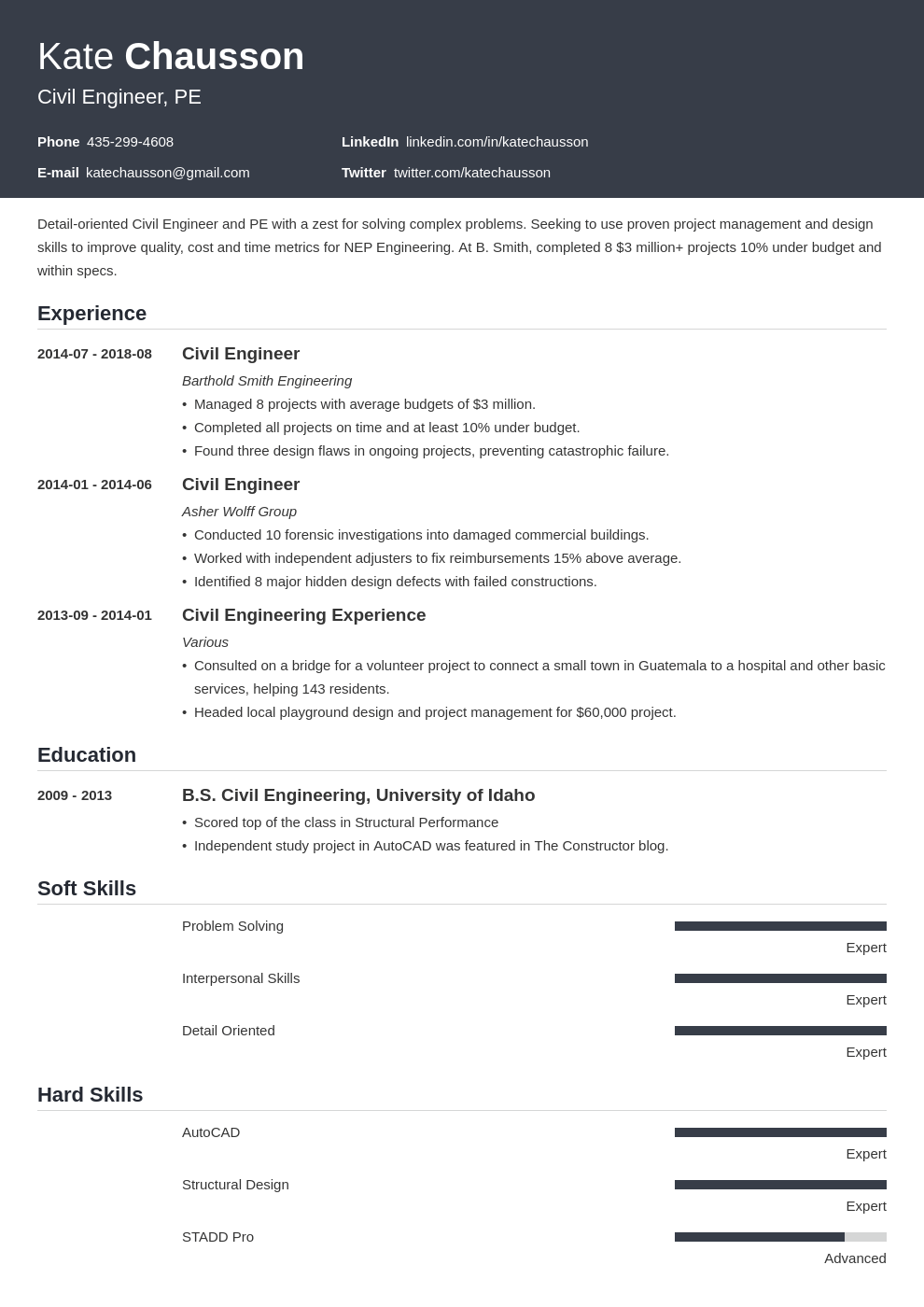 Civil Engineer Resume Examples Writing Guide Template