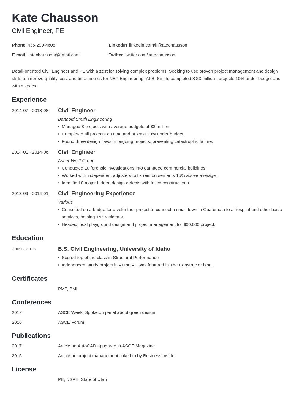 how to write a civil engineering resume