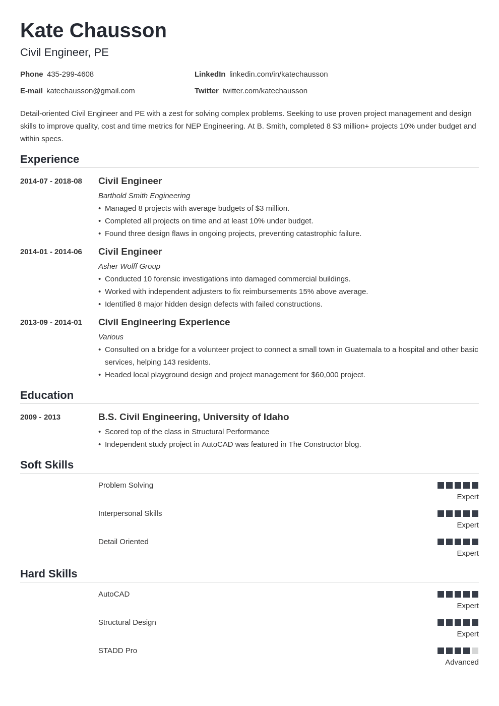 Civil Engineer Resume: Examples & Writing Guide (+Template)